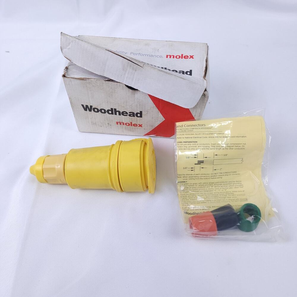 Woodhead Molex 1500Y L15-20R 20A 250V 3-Phase Locking Watertight Connector Yello